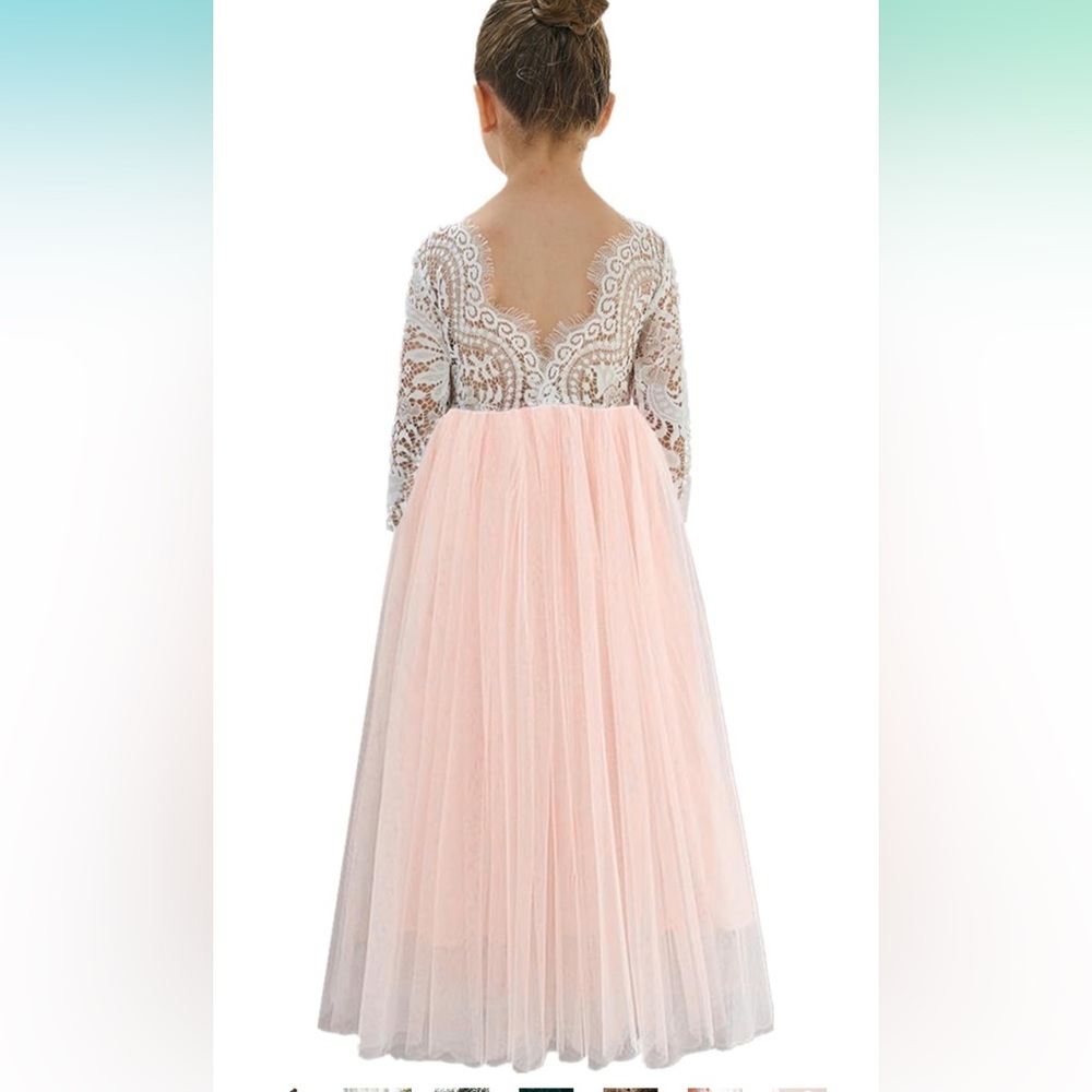 Charming Lace and Tulle Kids Dress - Soft Pink and White